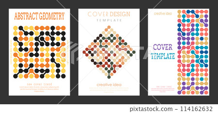Geometric composition. A set of colored cover pages for a book, a catalog magazine. A template for a banner, poster and brochure. An abstract version of modern design Geometric composition. A set of colored cover pages for a book, a catalog magazine. A template for a banner, poster and brochure. An abstract version of modern design 114162632
