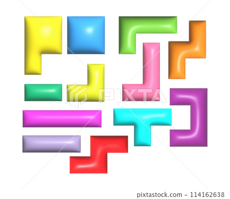 A vector set of geometric shapes. A collection of 3D figures for a puzzle. The creative idea of the test 114162638