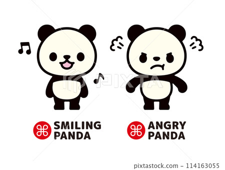 笑熊貓和憤怒熊貓的可愛人物插圖集 114163055