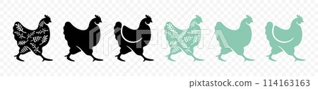 Chicken and hen, fowl, bird and animal, graphic design. Fowl-run, poultry yard, henhouse and hennery, vector design and illustration 114163163