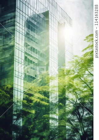 Green city double exposure concept 114163288