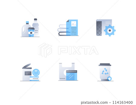 Garbage and waste sorting - flat design style icons set Garbage and waste sorting - flat design style icons set 114163400