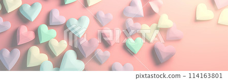 Bright color 3D Valentine's Day hearts background 114163801
