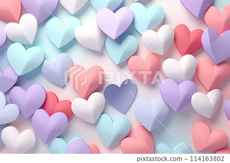 Bright color 3D Valentine's Day hearts background 114163802