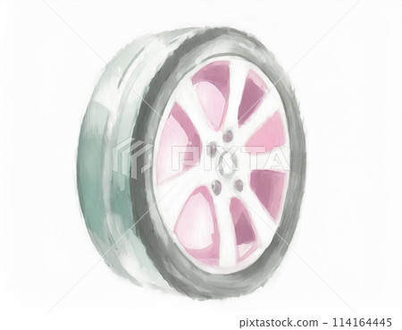 Watercolor tire illustration 114164445
