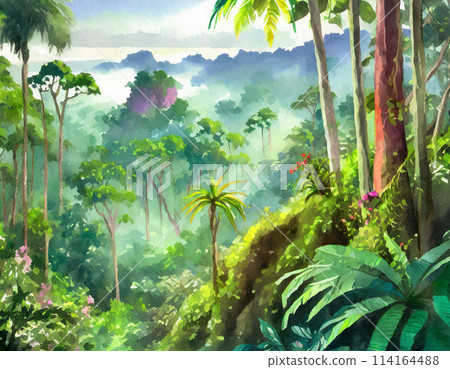 水彩叢林插畫 114164488