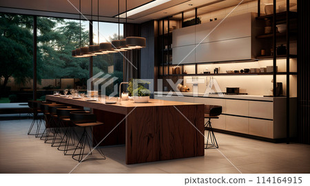 Beautiful kitchen in new luxury home. Beautiful kitchen in new luxury home. 114164915