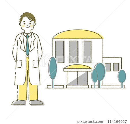 醫生和診所插圖素材集的人和建築物 醫生和診所插圖素材集的人和建築物 114164927