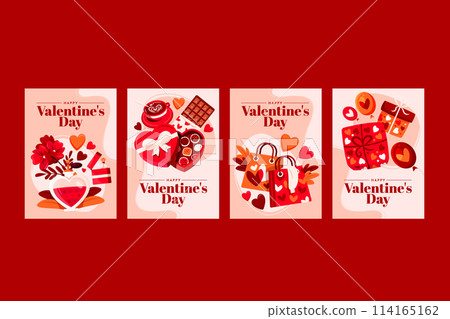 Flat Valentines day cards 114165162