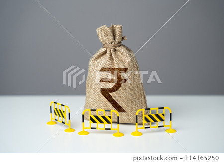 Indian rupee bag is fenced with barriers. Capital restrictions. Prevent rapid fluctuations in exchange rates. Limit investment opportunities. Limiting the amount of money flowing in or out. Indian rupee bag is fenced with barriers. Capital restrictions. Prevent rapid fluctuations in exchange rates. Limit investment opportunities. Limiting the amount of money flowing in or out. 114165250