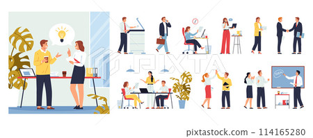 Business people hand drawn cartoon icon and illustration set 114165280