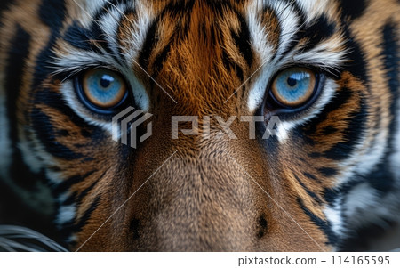 close up of tiger face. Animal and conservation concept. 114165595