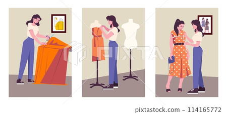 Sewing compositions in flat design 114165772