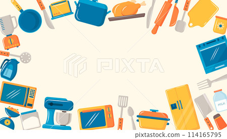 Hand Drawn flat cartoon Cooking elements background 114165795