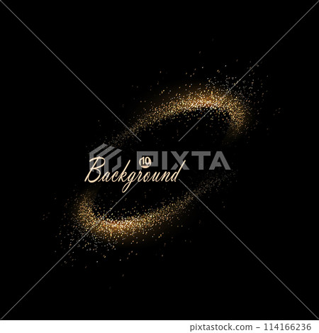 Isolated oval frame of gold color made of small tinsel on a black background Isolated oval frame of gold color made of small tinsel on a black background 114166236