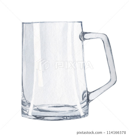 Hand-drawn glass for beer, beer festival, watercolor illustration. Watercolor international beer day. Composition for poster, card, banner, flyer, cover, playbill and other print 114166378