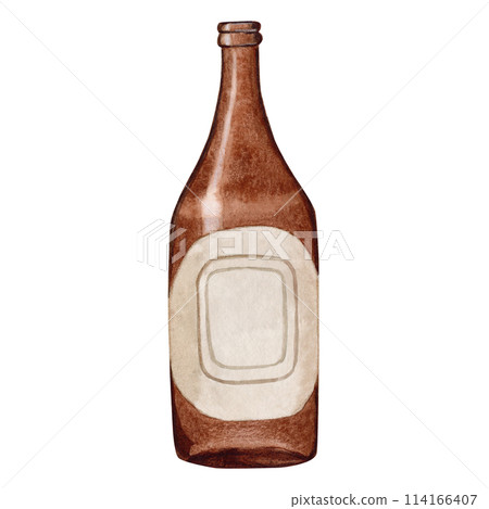 Hand-drawn watercolor illustration bottle of beer, watercolor international beer day. Composition for poster, card, banner, flyer, cover, playbill and other print Hand-drawn watercolor illustration bottle of beer, watercolor international beer day. Composition for poster, card, banner, flyer, cover, playbill and other print 114166407