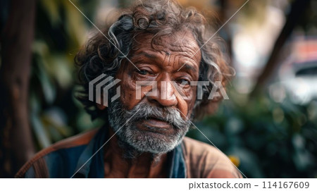 Old Indian Man with Brown Curly Hair 1990s style Illustration. Old Indian Man with Brown Curly Hair 1990s style Illustration. 114167609