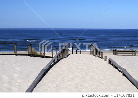 Aveiro portugal sand dunes Atlantic Ocean beach view landscape panorama 114167821