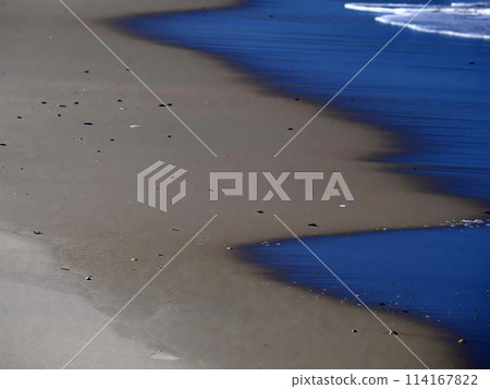 Sea waves on Aveiro portugal sand dunes Atlantic Ocean beach view landscape panorama 114167822