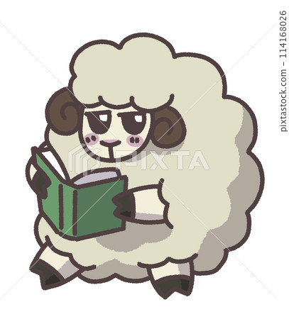 Sheep reading cute illustration 114168026