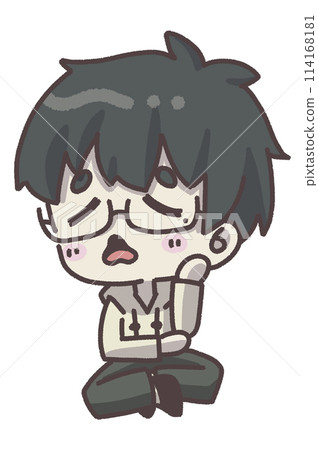 Boy with glasses thinking cute illustration Boy with glasses thinking cute illustration 114168181