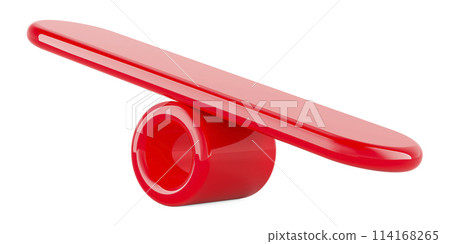 Imbalance seesaw, red color. 3D rendering 114168265