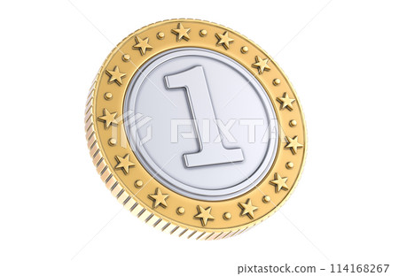 One coin, 3D rendering One coin, 3D rendering 114168267
