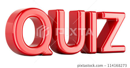 QUIZ, red inscription. 3D rendering QUIZ, red inscription. 3D rendering 114168273