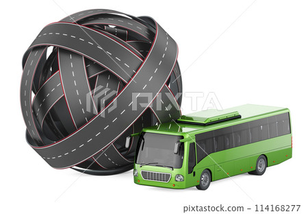 Roads knot with bus. 3D rendering 114168277