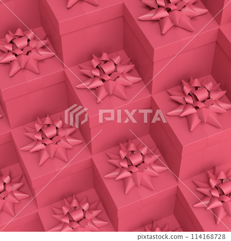 Gift boxes with ribbon and bow for Christmas flying and falling on monochrome Gift boxes with ribbon and bow for Christmas flying and falling on monochrome 114168728