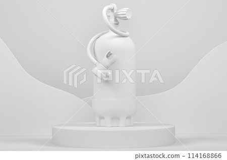 Diving tank for snorkeling on cylinder podium with step on monochrome 114168866