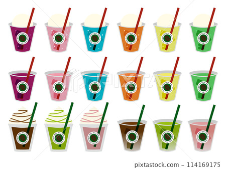 Cafe iced drinks illustration set Cafe iced drinks illustration set 114169175