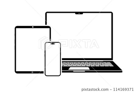Responsive design laptop, tablet and smartphone screen icon 114169371
