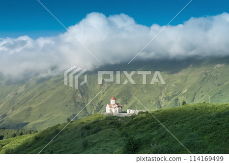 mountains, sky, church 114169499