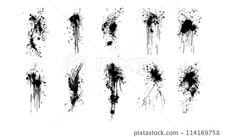 Brushstroke drops set black and white vector illustration. Ink paint art and splash element design. Graphic stroke collection texture artistic border. Drawing blot Brushstroke drops set black and white vector illustration. Ink paint art and splash element design. Graphic stroke collection texture artistic border. Drawing blot 114169758