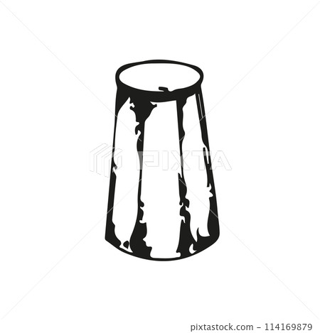 Salt shaker. Kitchen equipment rendered in vector. Salt shaker, seasoning for prepared food drawn with a black outline. Suitable for kitchen design, fabric, tableware. Salt shaker. Kitchen equipment rendered in vector. Salt shaker, seasoning for prepared food drawn with a black outline. Suitable for kitchen design, fabric, tableware. 114169879