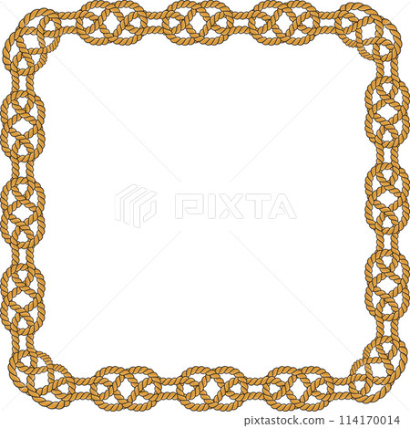 Square rope frame isolated on white background. Twisted cord. 114170014