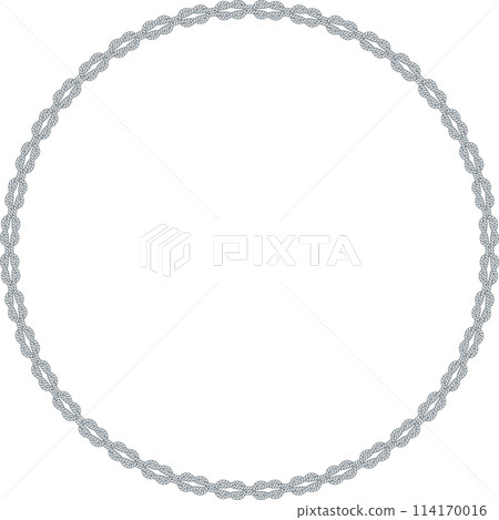 Round rope frame isolated on white background. Twisted cord Round rope frame isolated on white background. Twisted cord 114170016