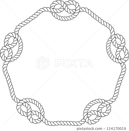 Round rope frame isolated on white background. Twisted cord Round rope frame isolated on white background. Twisted cord 114170019