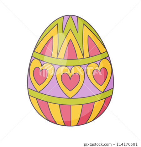 Easter Egg with ornament. Retro. Cartoon style Vector illustration 114170591