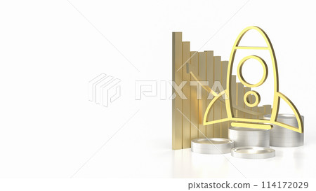 The gold rocket for startup or Business concept 3d rendering. The gold rocket for startup or Business concept 3d rendering. 114172029