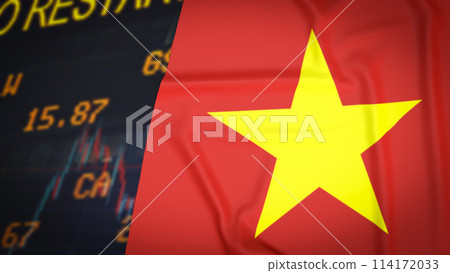 The Vietnam flag on chart background for Business concept 3d rendering. 114172033