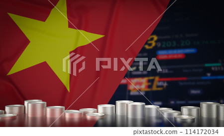 The Vietnam flag on chart background for Business concept 3d rendering. 114172034