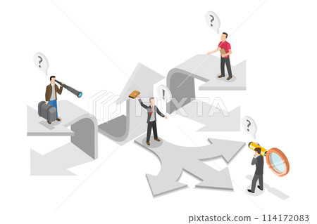3D Isometric Flat Conceptual Illustration of Alternative Pathway, Future Cirection Concern and Struggle 3D Isometric Flat Conceptual Illustration of Alternative Pathway, Future Cirection Concern and Struggle 114172083