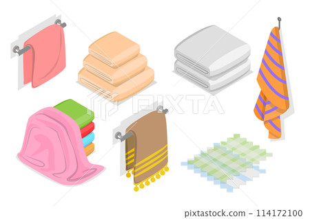 3D Isometric Flat  Set of Towels, Bathroom Textile 114172100
