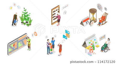 3D Isometric Flat Conceptual Illustration of Dementia, Memory Loss 3D Isometric Flat Conceptual Illustration of Dementia, Memory Loss 114172120