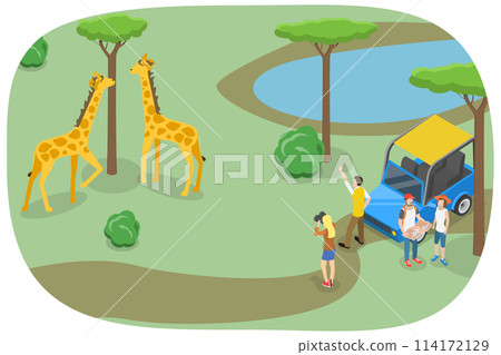 3D Isometric Flat Conceptual Illustration of Safari, Tropical Tourism, Exotic Recreation 3D Isometric Flat Conceptual Illustration of Safari, Tropical Tourism, Exotic Recreation 114172129