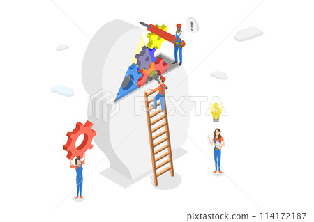 3D Isometric Flat Conceptual Illustration of Positive Thinking, Wellbeing and Wellness 3D Isometric Flat Conceptual Illustration of Positive Thinking, Wellbeing and Wellness 114172187