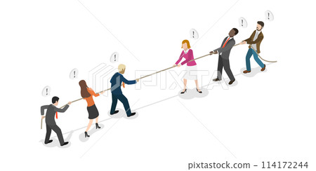3D Isometric Flat Conceptual Illustration of Competing Business Groups, Corporate Conflict 3D Isometric Flat Conceptual Illustration of Competing Business Groups, Corporate Conflict 114172244